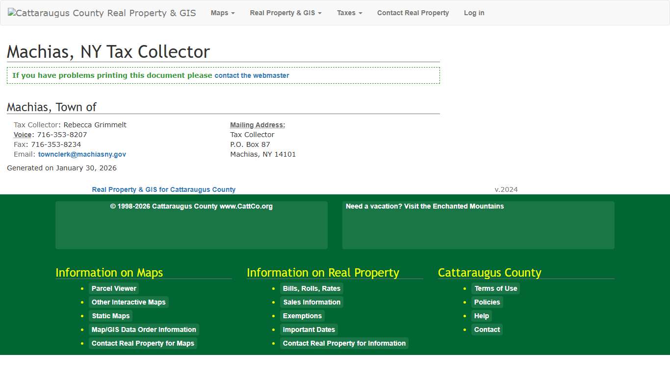 Machias, NY Tax Collector - Real Property » Taxes on NEW Maps.cattco.org Cattaraugus County, New York