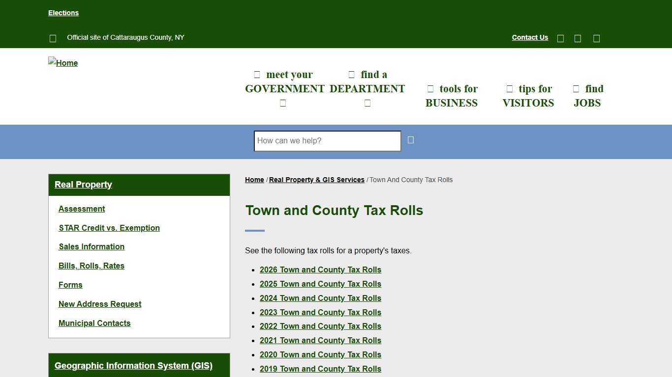 Town and County Tax Rolls Cattaraugus County Website
