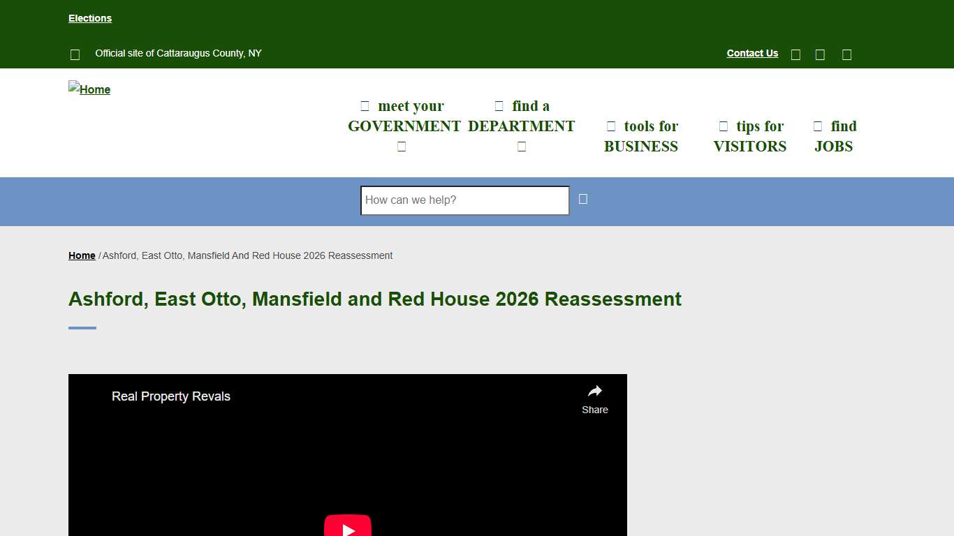 Ashford, East Otto, Mansfield and Red House 2026 Reassessment Cattaraugus County Website